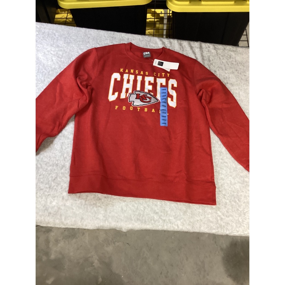 NFL Kansas City Chiefs False Start Cotton Fleece Crew‎ Sweatshirt Red Large NEW